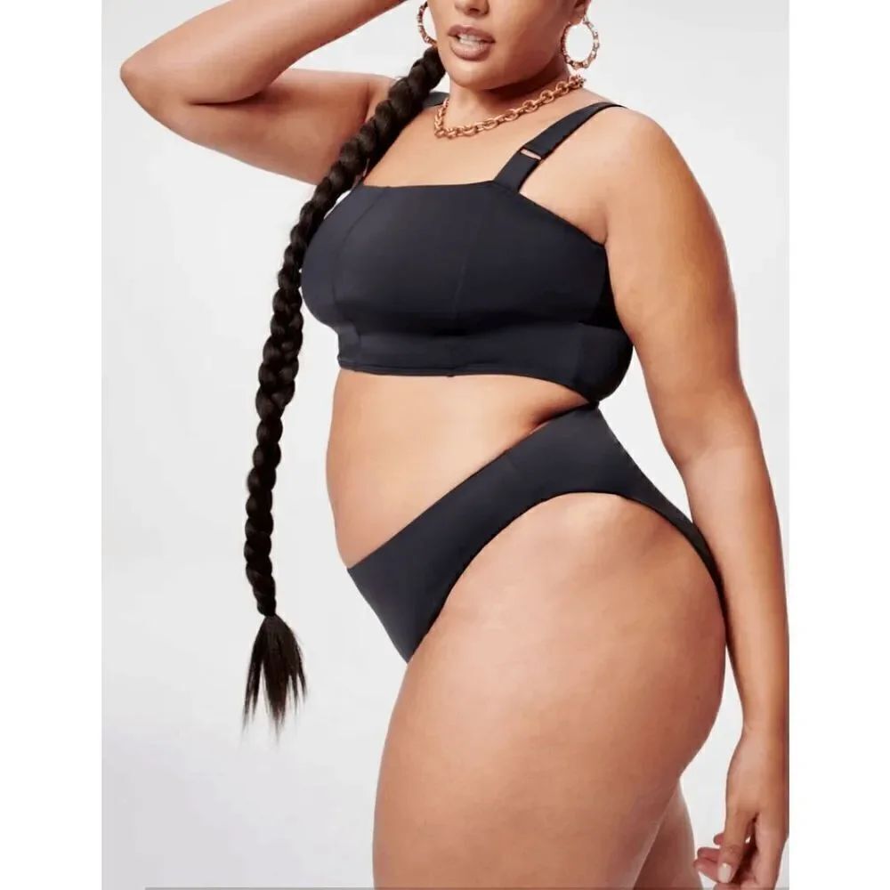 Good American Women’s Adjustable Straps Contour Bikini Top Black